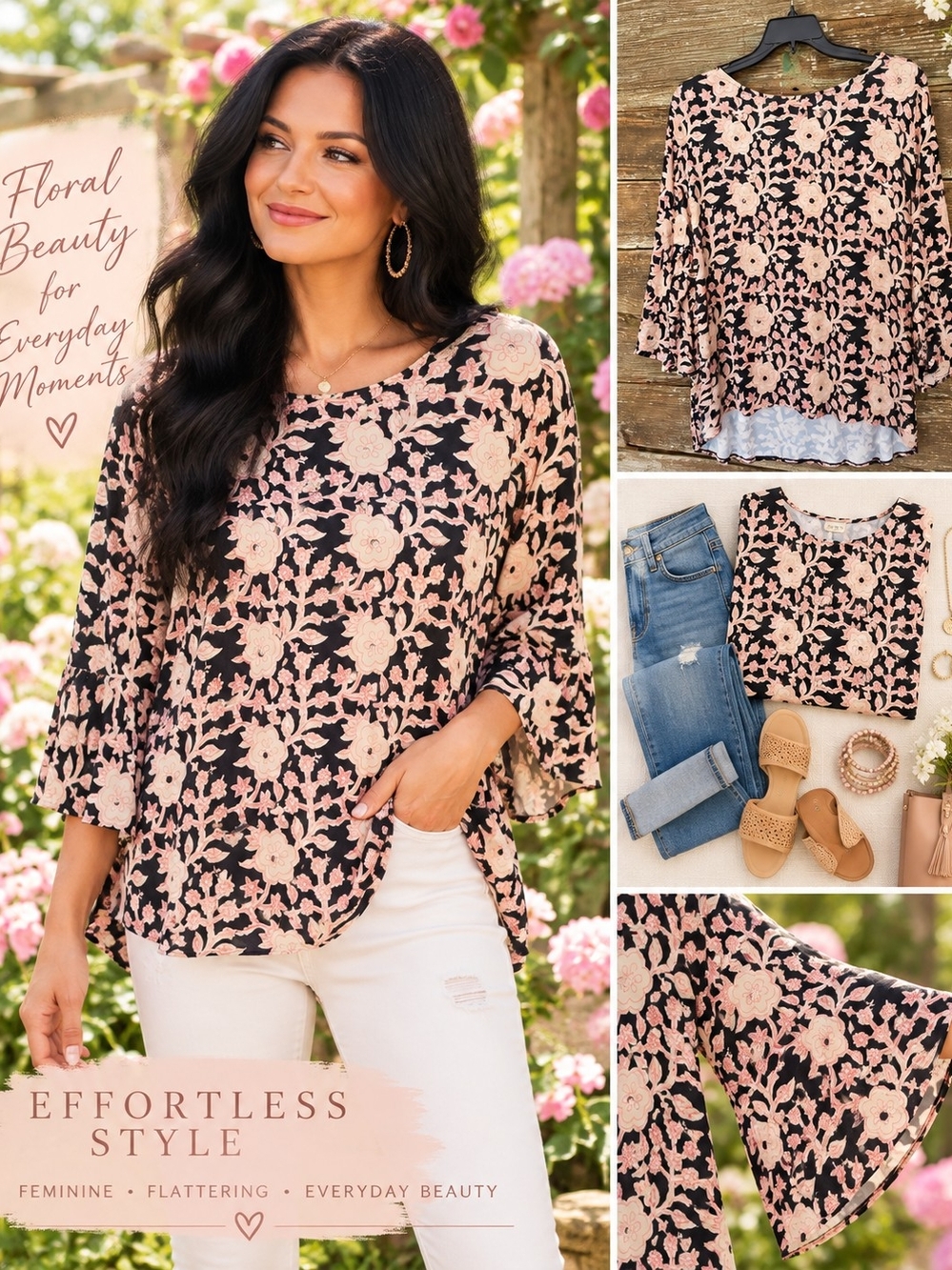 Philosophy Women’s 2X Floral Boho Blouse NWT Bell Sleeve Top